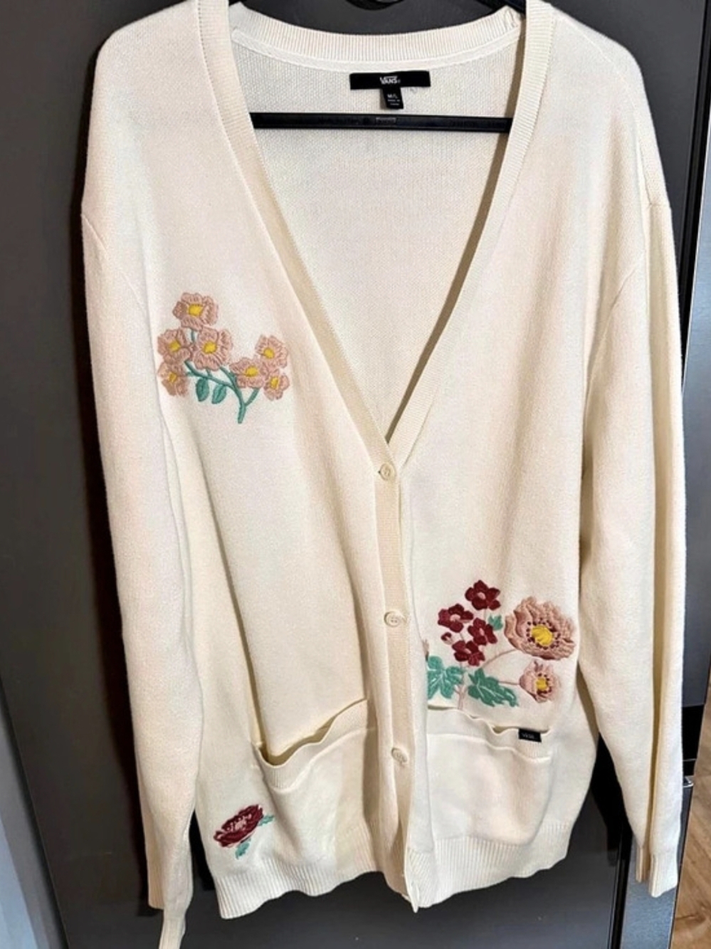 Vans Floral Cardigan Embroidered Cream Size M/L
